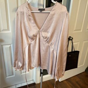 Primark Light Pink Satin V-Neck Blouse